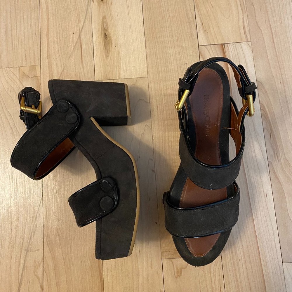 See By Chloe Charcoal Galy Suede Platform - very good condition, worn lightly!